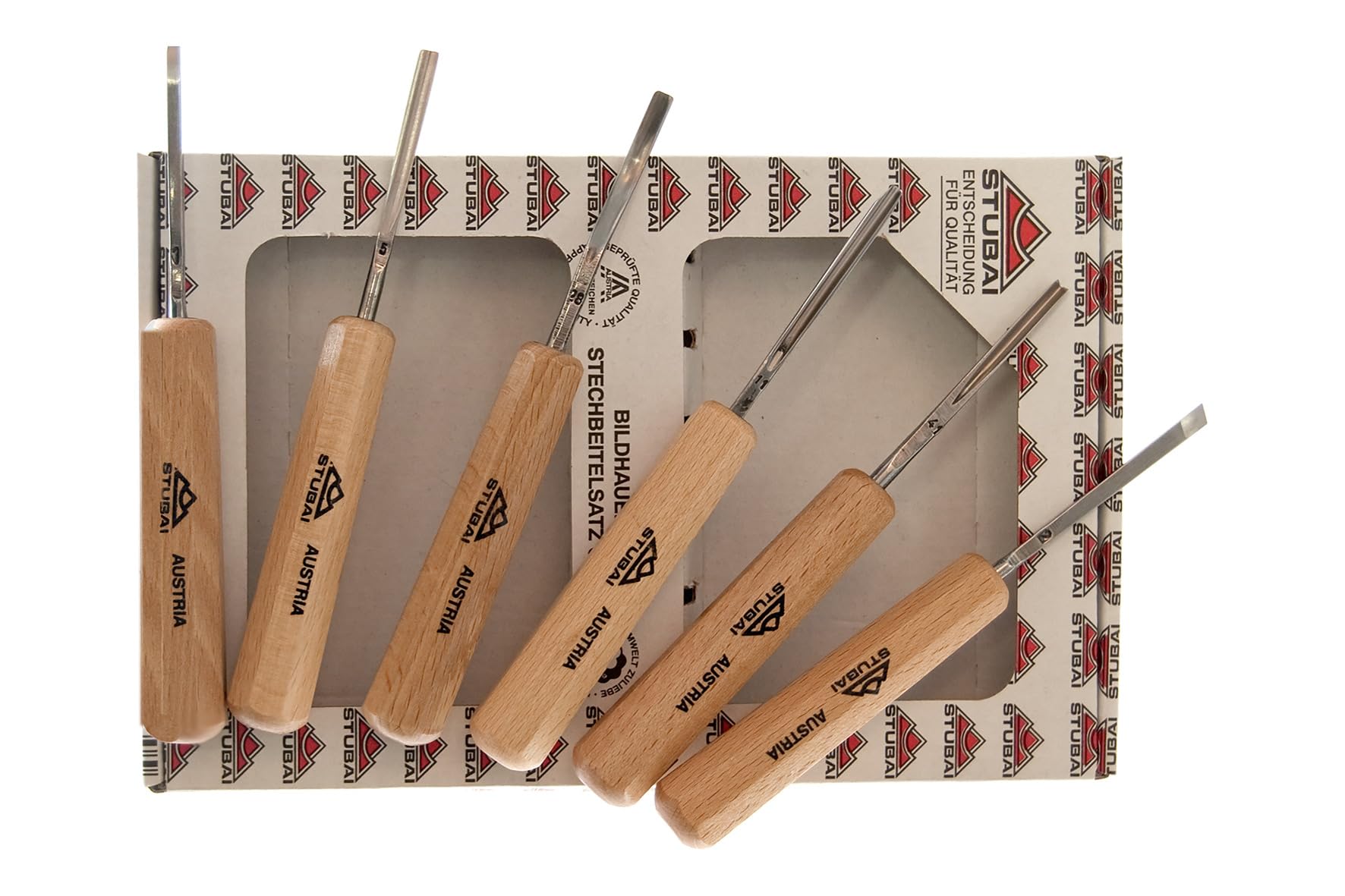 Stubai 585606 Confezione Mini Sgorbie Manico, 100 mm, 6 Pezzi