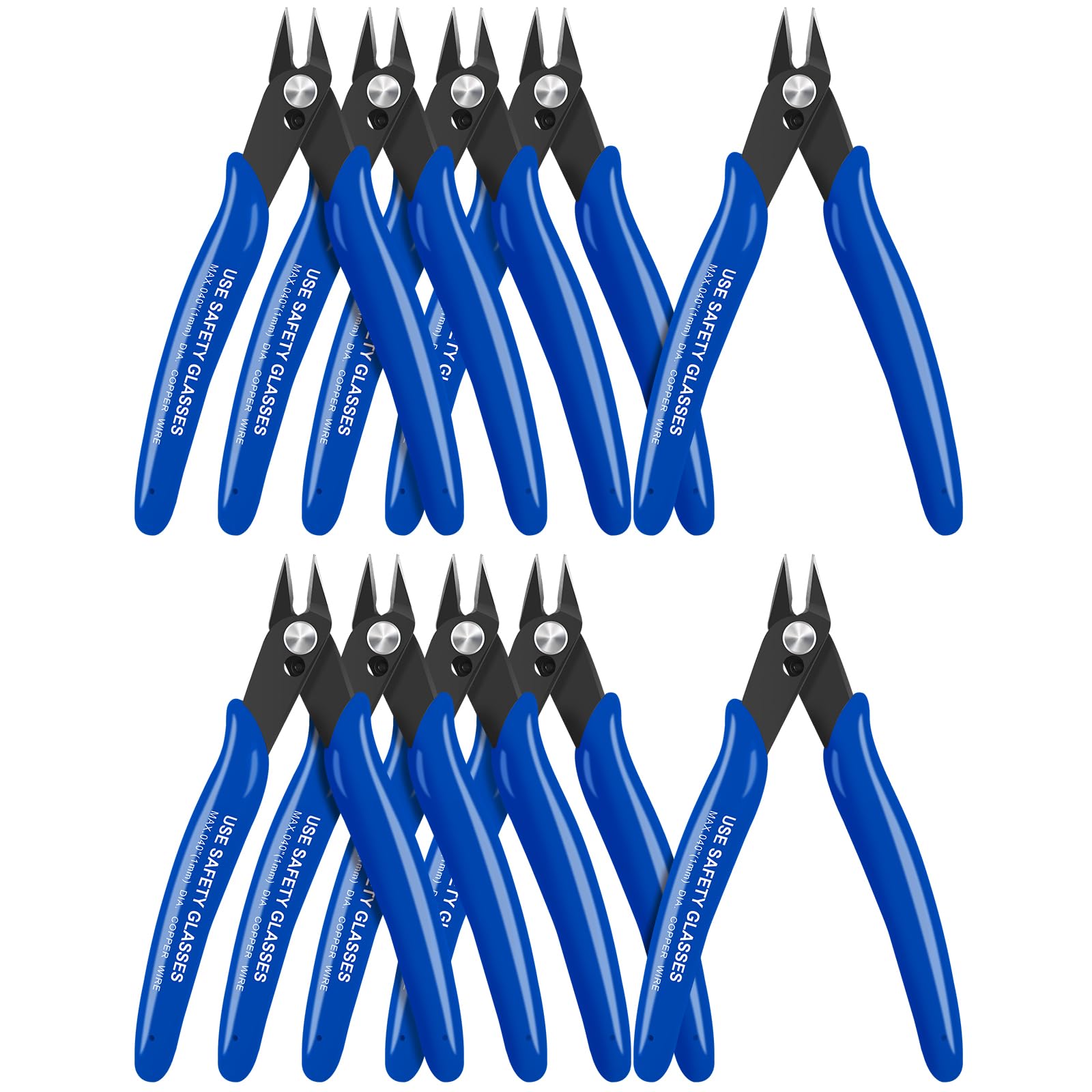 HongWay 10pcs Blue 5" Micro Flush Cutters for Electronics Crafts
