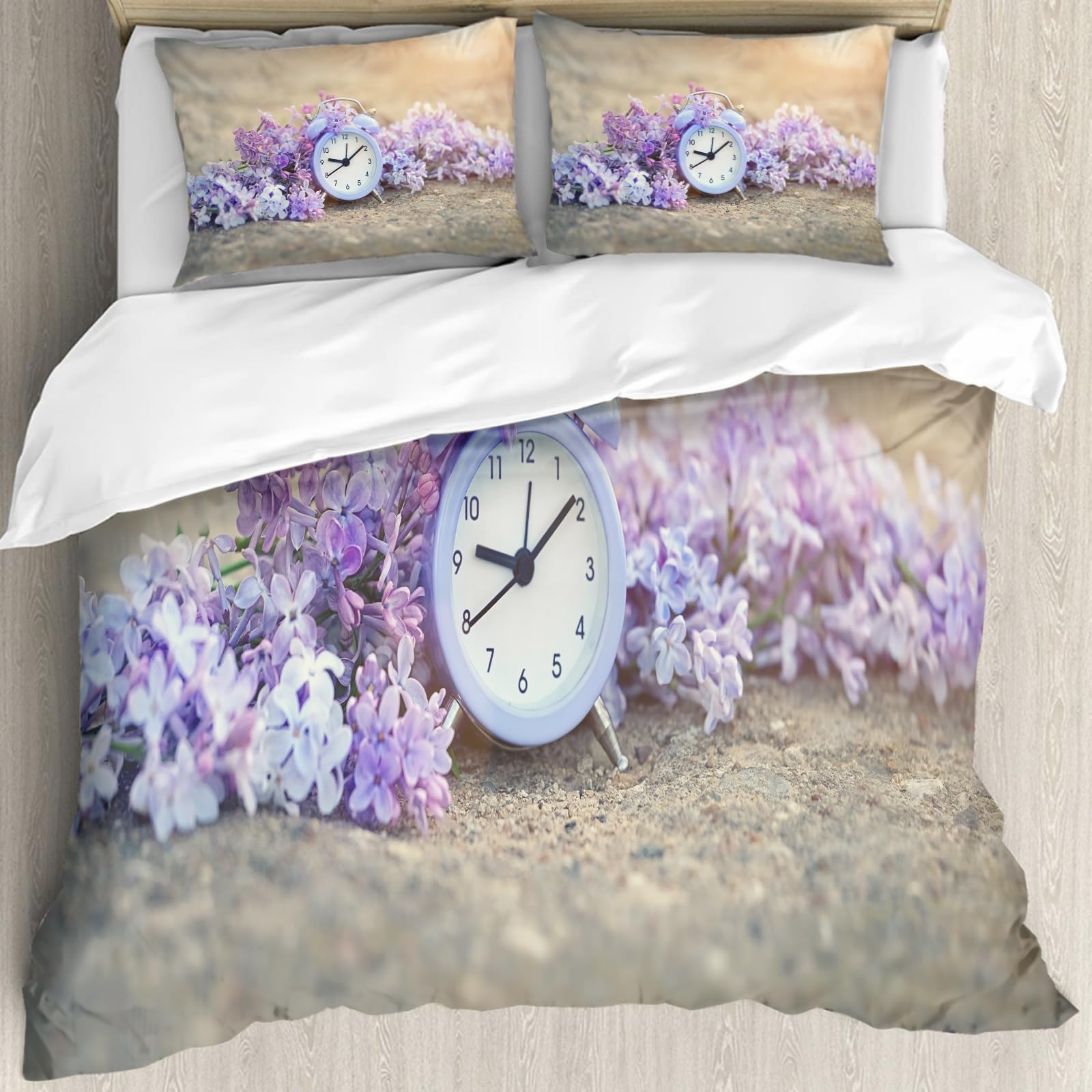 Housse de couette lilas 228x264 cm ensemble de lit d'exception au design floral abstrait