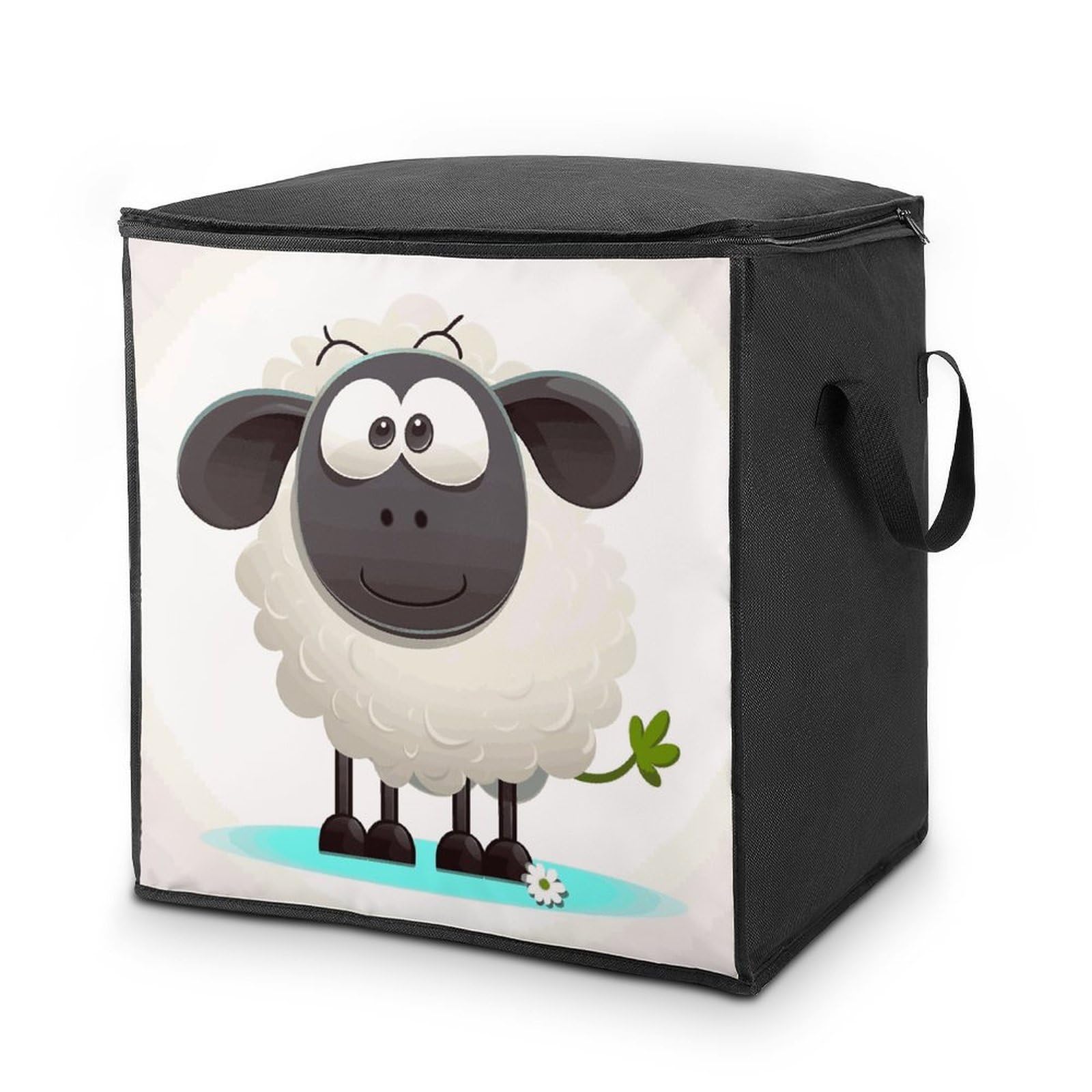 Sheep Storage Bag with Zippers And Handle Extra Large Bedding Comforter Storage Bag Foldable Blanket Storage Bags Fabric Moving Bags for Closet Organizer (70L)