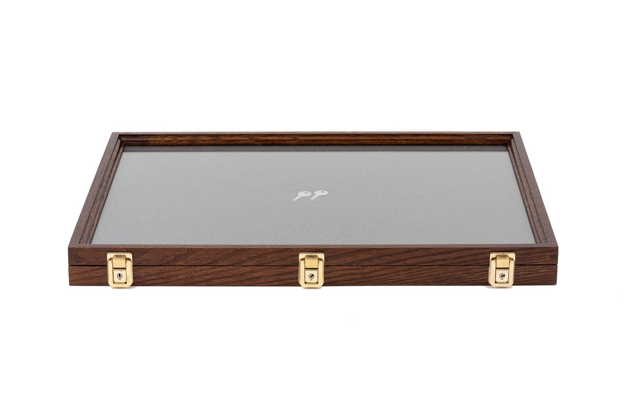 Two Timbers Extra Large Display Case with Walnut Finish Handmade Wood Box with Glass Top, Arrowheads, Knives, Rocks, Pins, Collectibles, Collections, Medals, Military Coins 4h, Memory Box Keepsakes