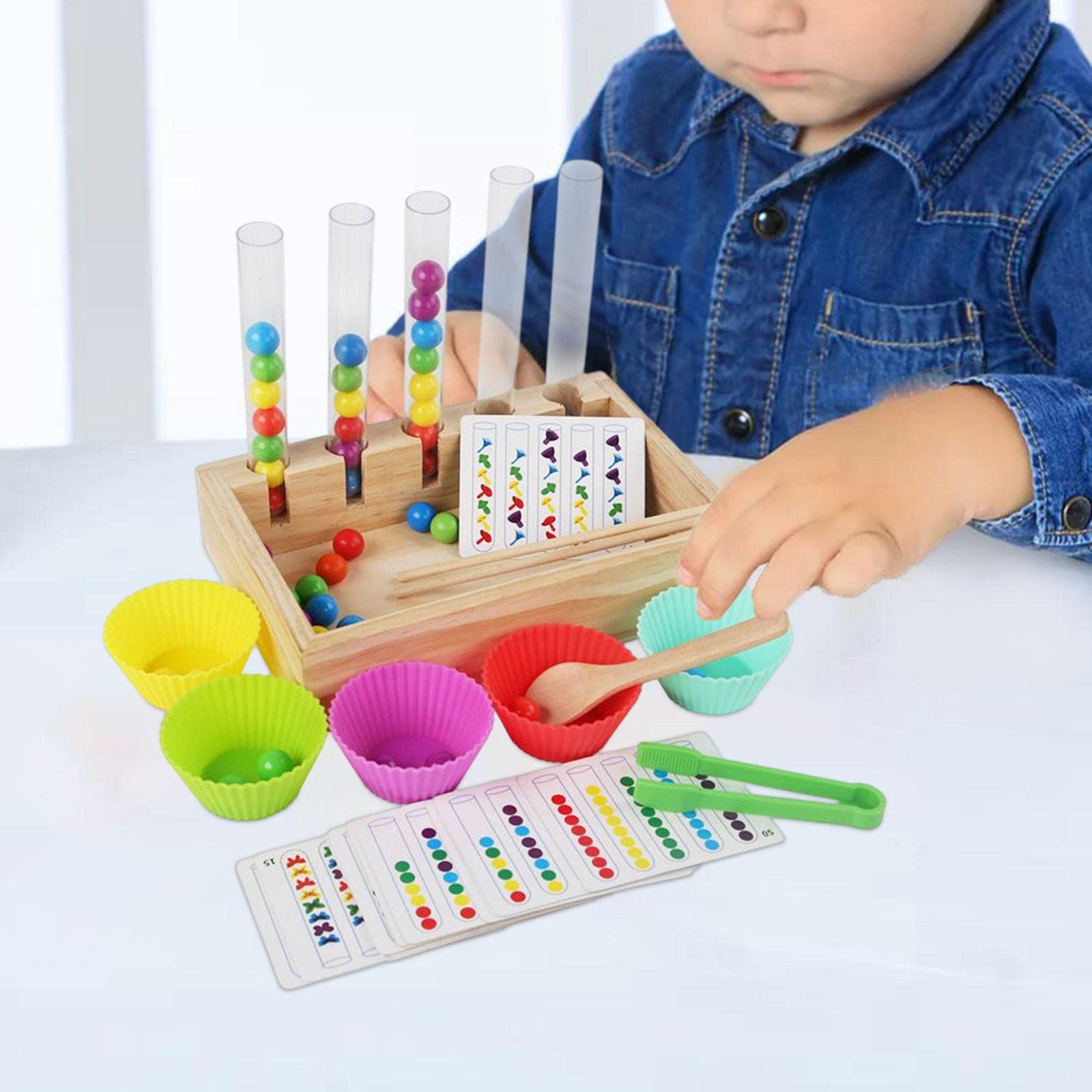 Amagogo Rainbow Clip Bead Puzzle Juego de Mesa, Entrenamiento Lógico Pensamiento Montessori Juguete para niños pequeños