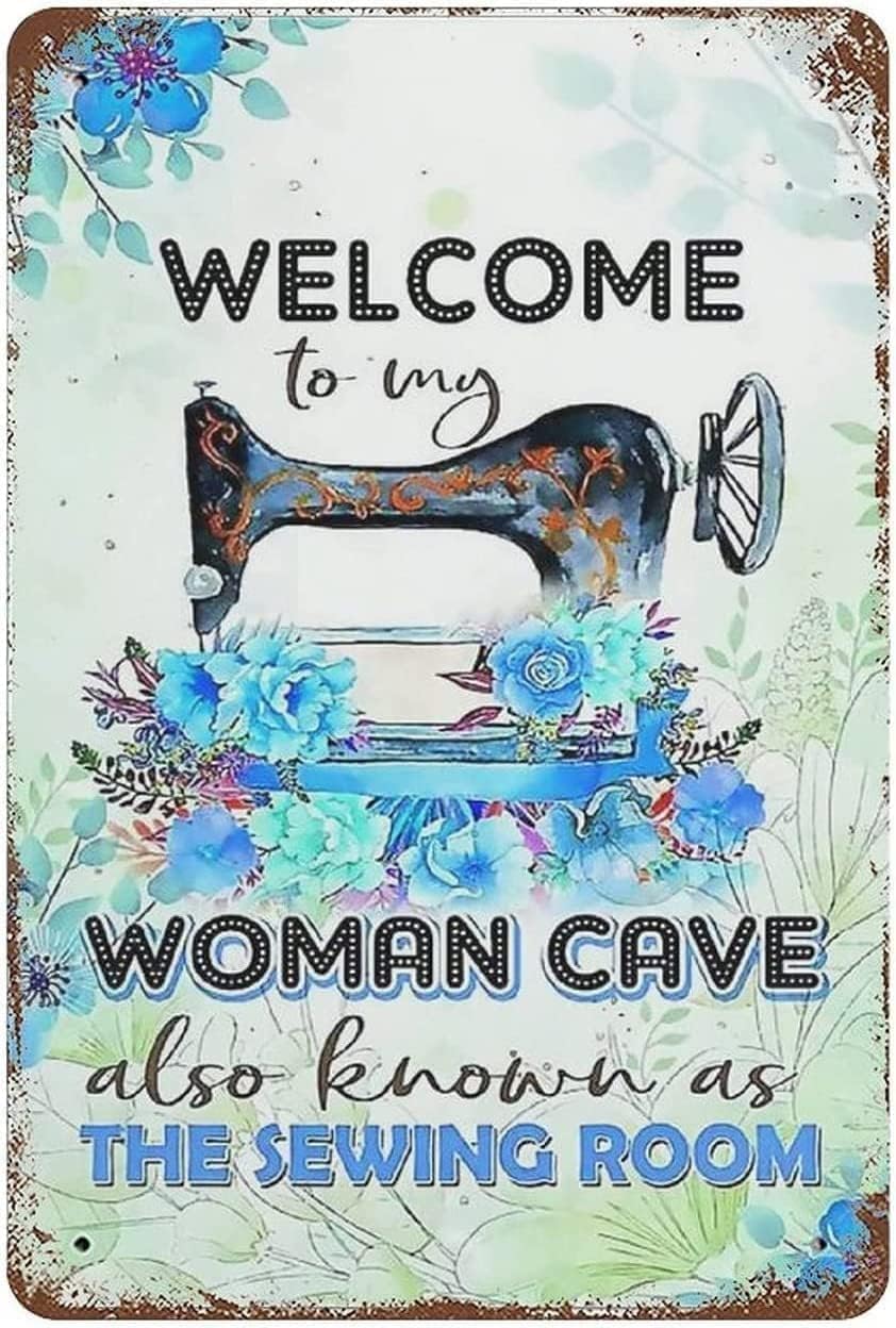 peiyeety Novelty Metal Aluminum Sign, Welcome to My Women Cave Home Wall Decor Birthday Gift Garden Yard Signs Vintage Printing Plaque 8"x12"