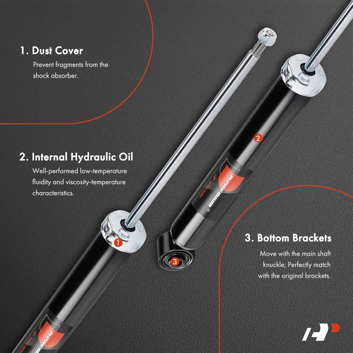 A-Premium Rear Pair (2) Shock Absorber Compatible with Chevrolet Cruze, Volt, 2016 2017 2018 2019, Driver and Passenger Side