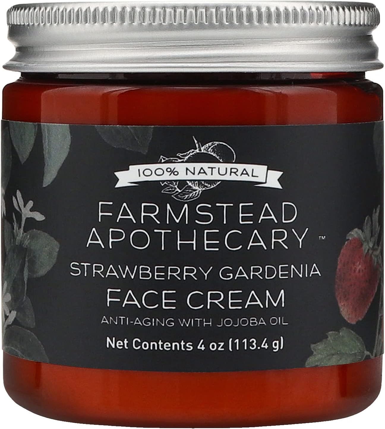 Farmstead Apothecary 100% Natural Anti-Aging Face Cream with Jojoba Oil, 4 oz (Strawberry Gardenia)