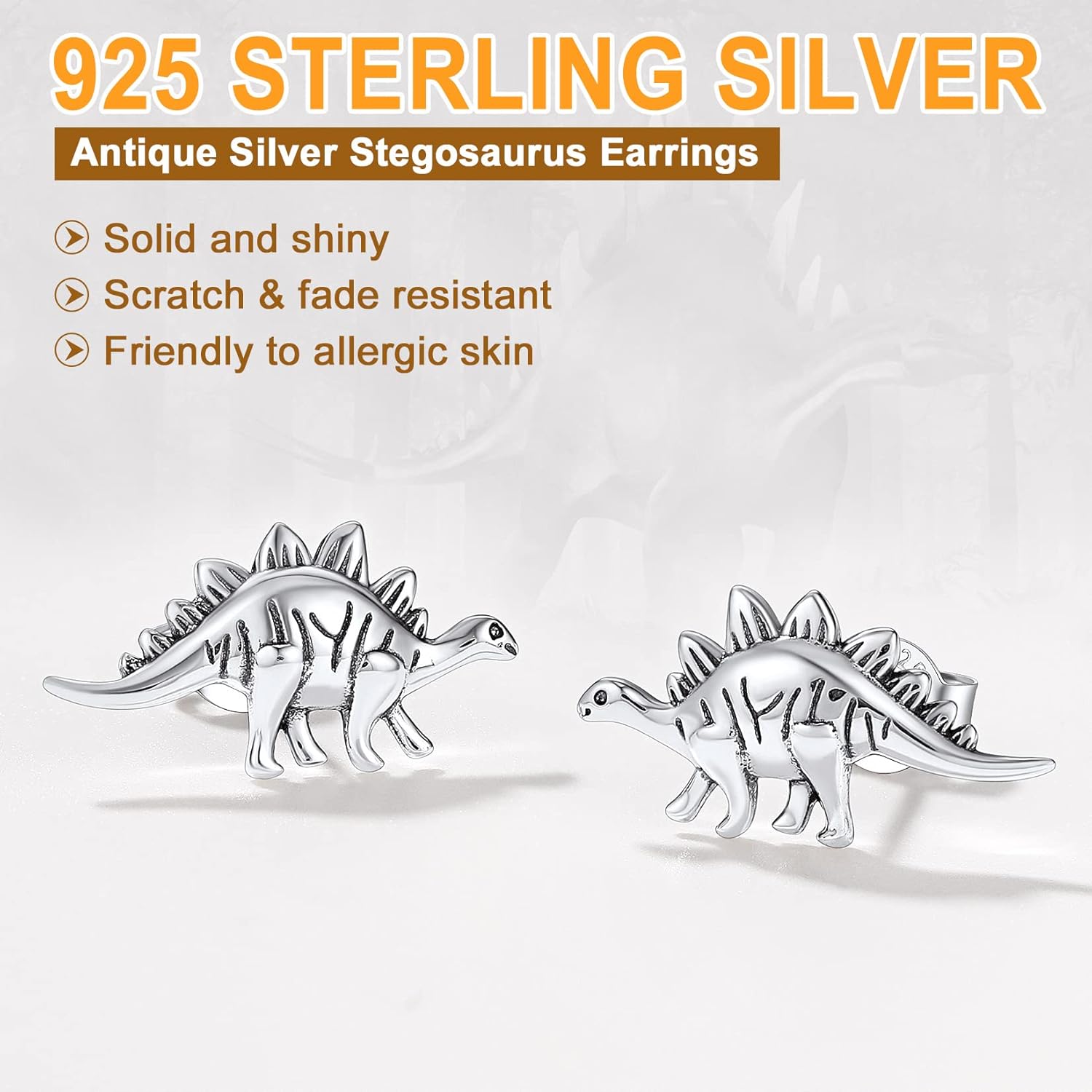 SILVERCUTE 925 Sterling Silver Earrings for Women,Silver Cat/Dinosaur/Devil Horn/Leaf/Snake/Skeleton Various Stud Earrings or Ear Cuffs