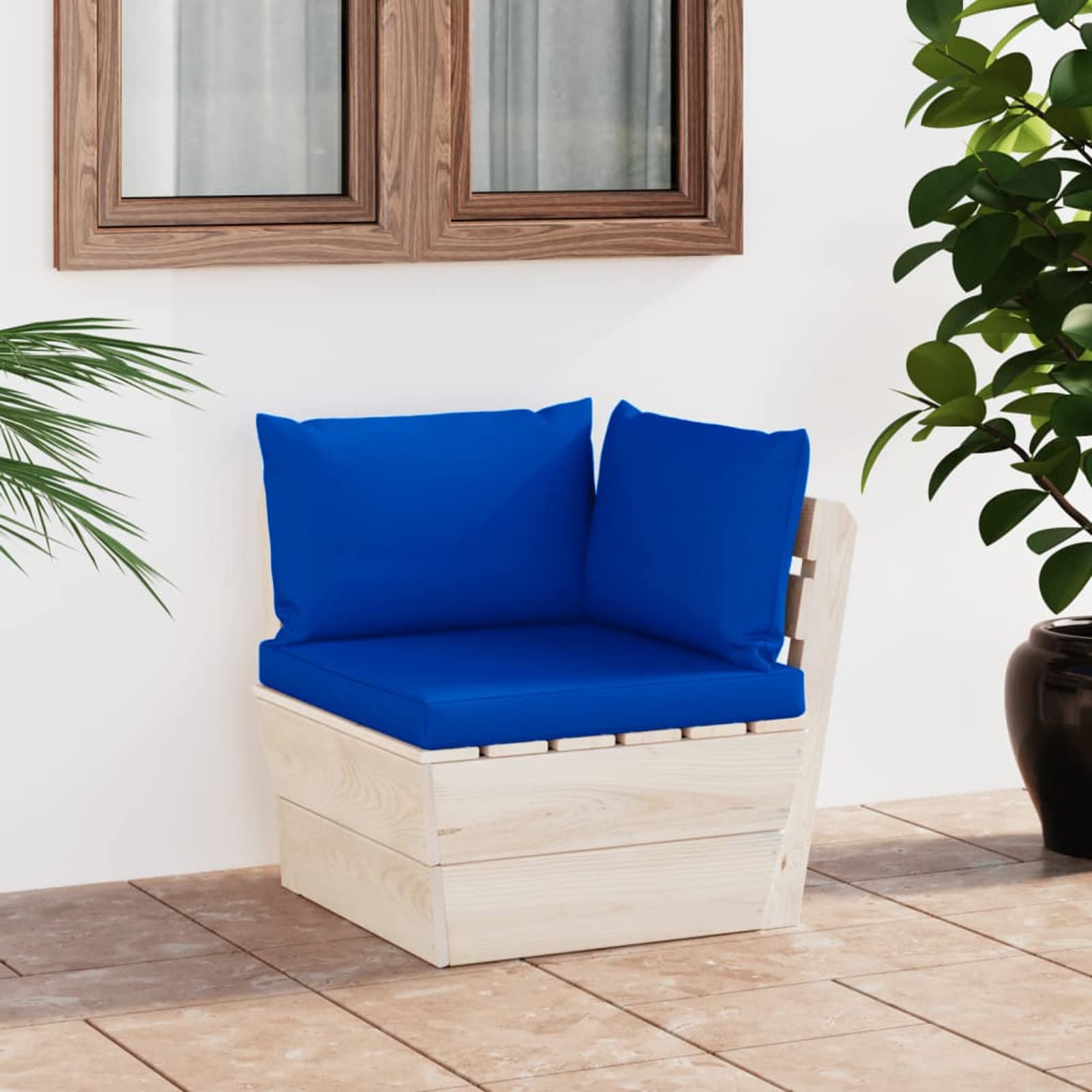 Mobilier de jardin canapé d'angle sur palettes en bois d'épicéa pour aménagement extérieur