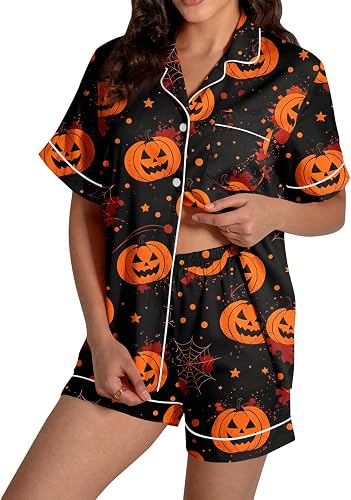 ASUIU Halloween Pajamas Women Long Sleeve Tops with Pj Pants