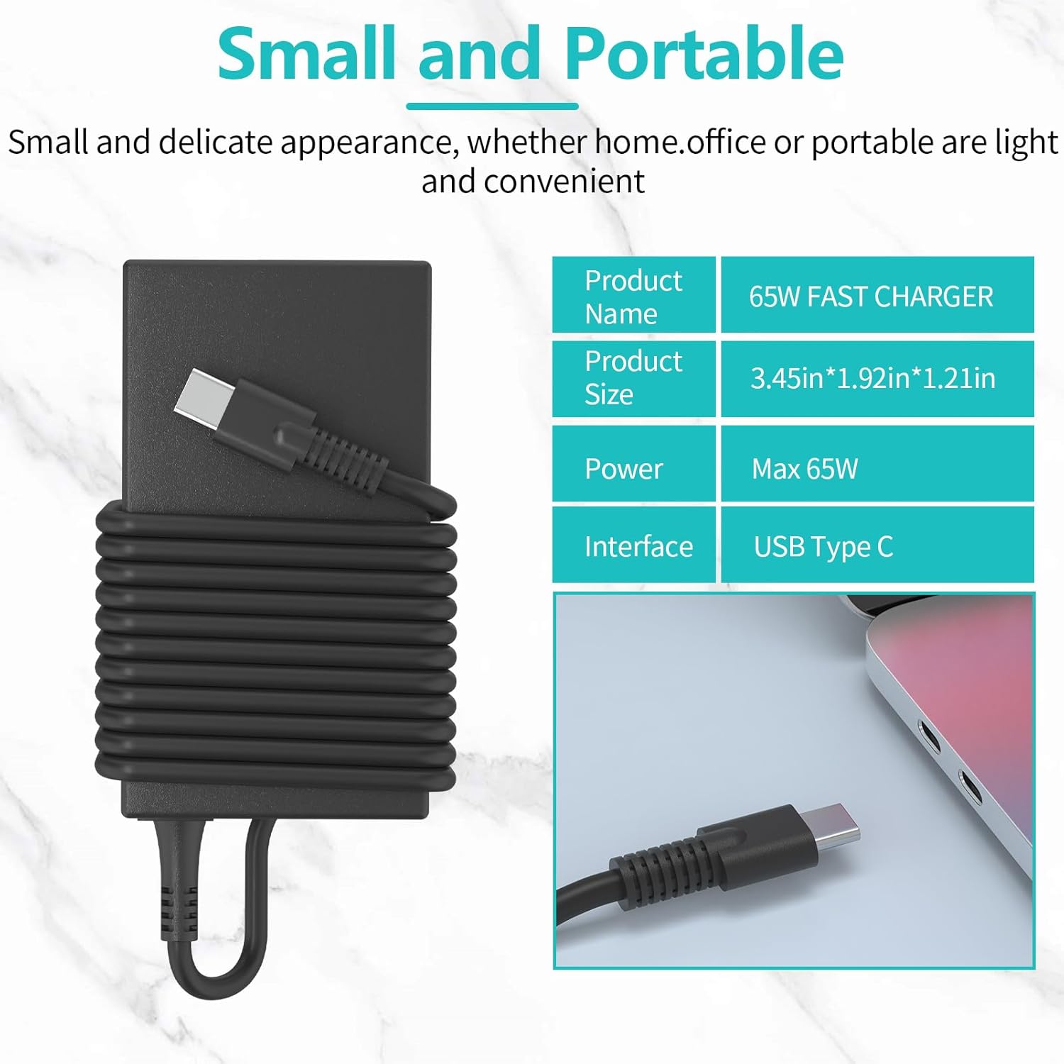 65W 45W USB C Chromebook Laptop Charger Compatible with HP Probook 440 450 640 G10 G8, Elitebook & Envy Fast Charging USB Type C Power Adapter