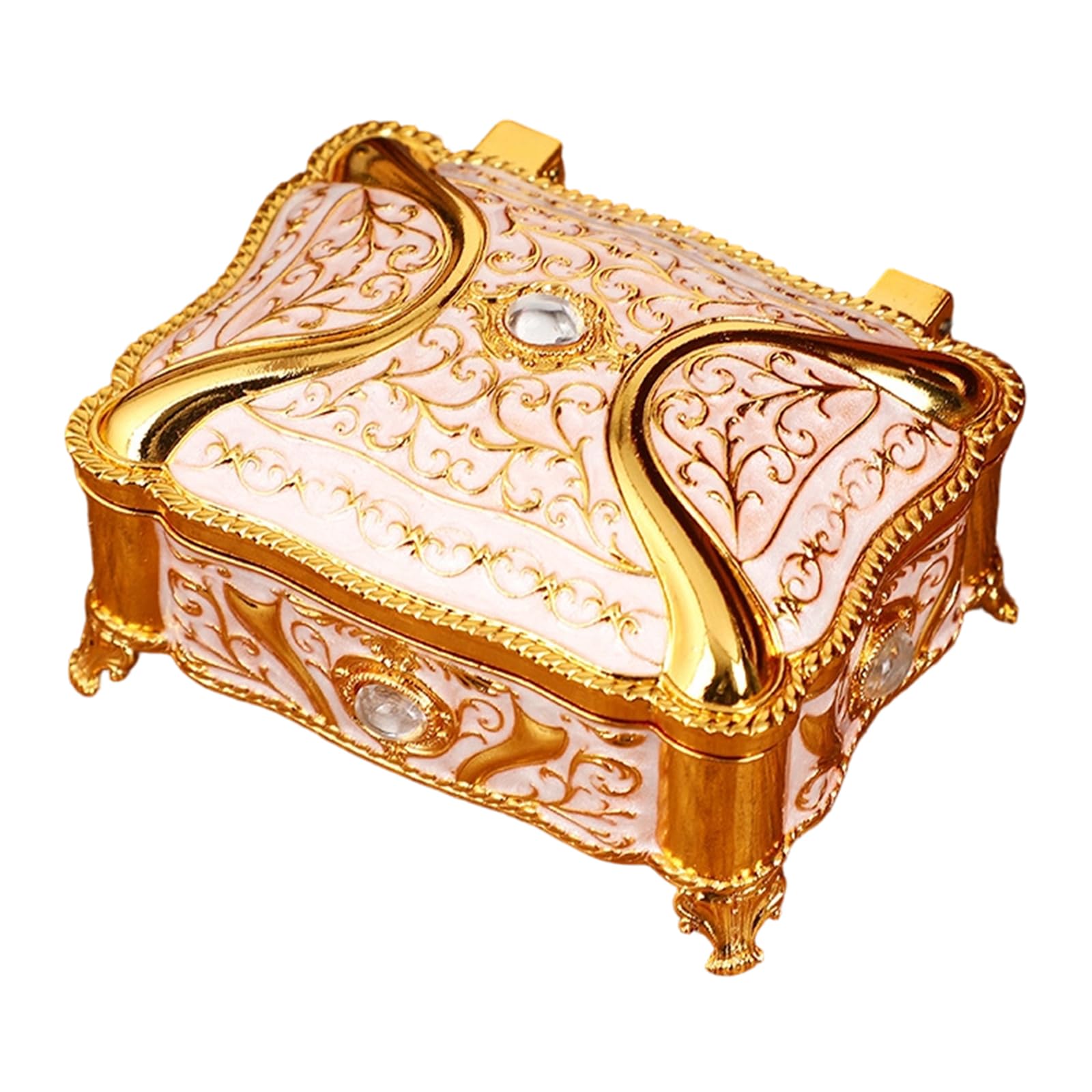 MIDOKSTUA Antique Styles Alloy Storage Box with Colorful Enameled Flowers and Crystals Decorations Old Jewelry Storage