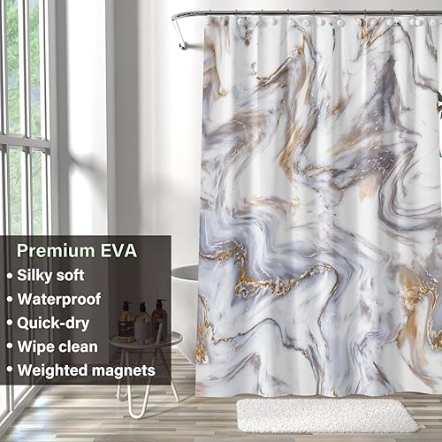 Vista 183 de Forro de plástico para ducha, forro de cortina de ducha de PEVA 4G de alta calidad con ojales inoxidables y 3 imanes pesados, cortinas de ducha