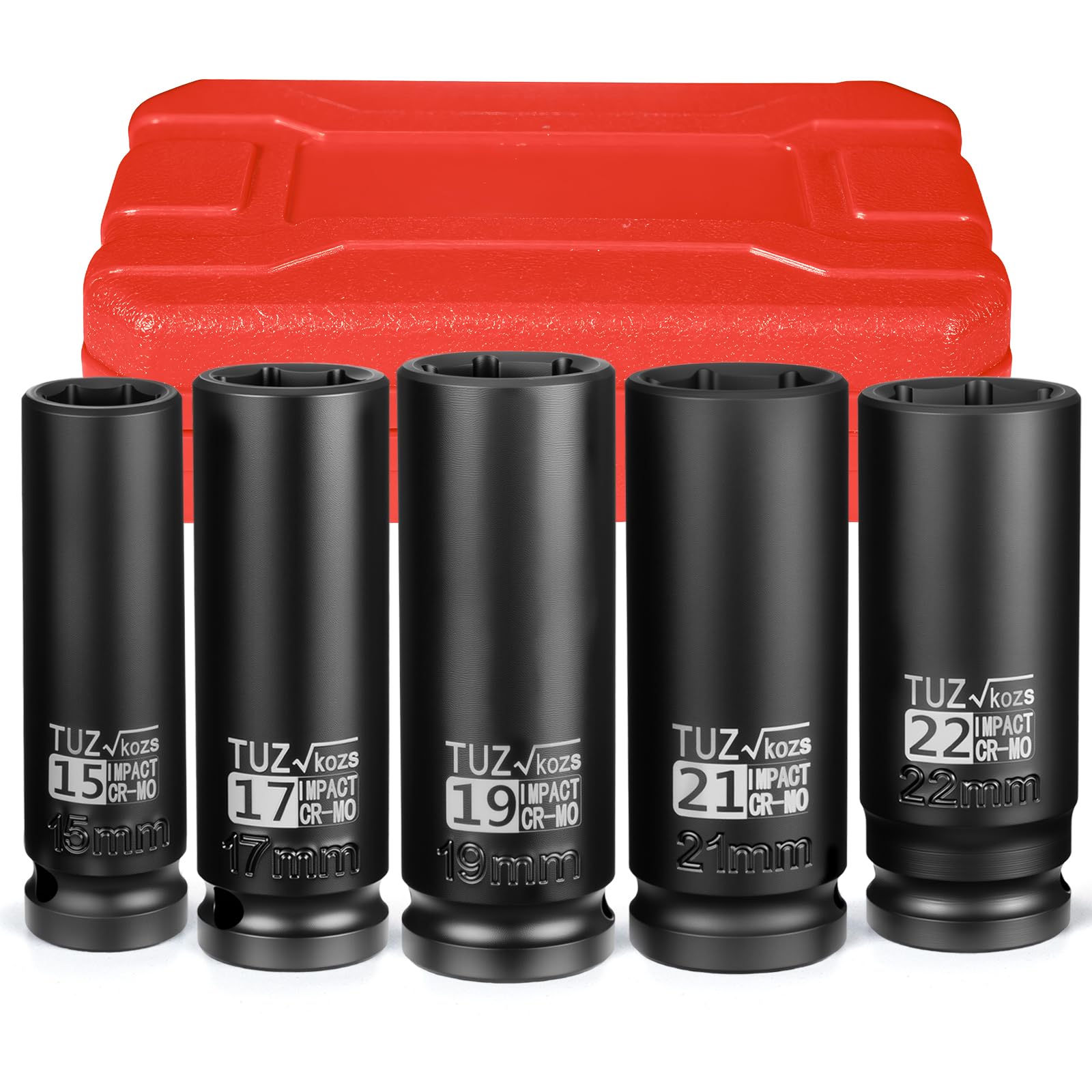 TUZkozs 5 Pieces 1/2 inch Drive Deep Impact Socket Set
