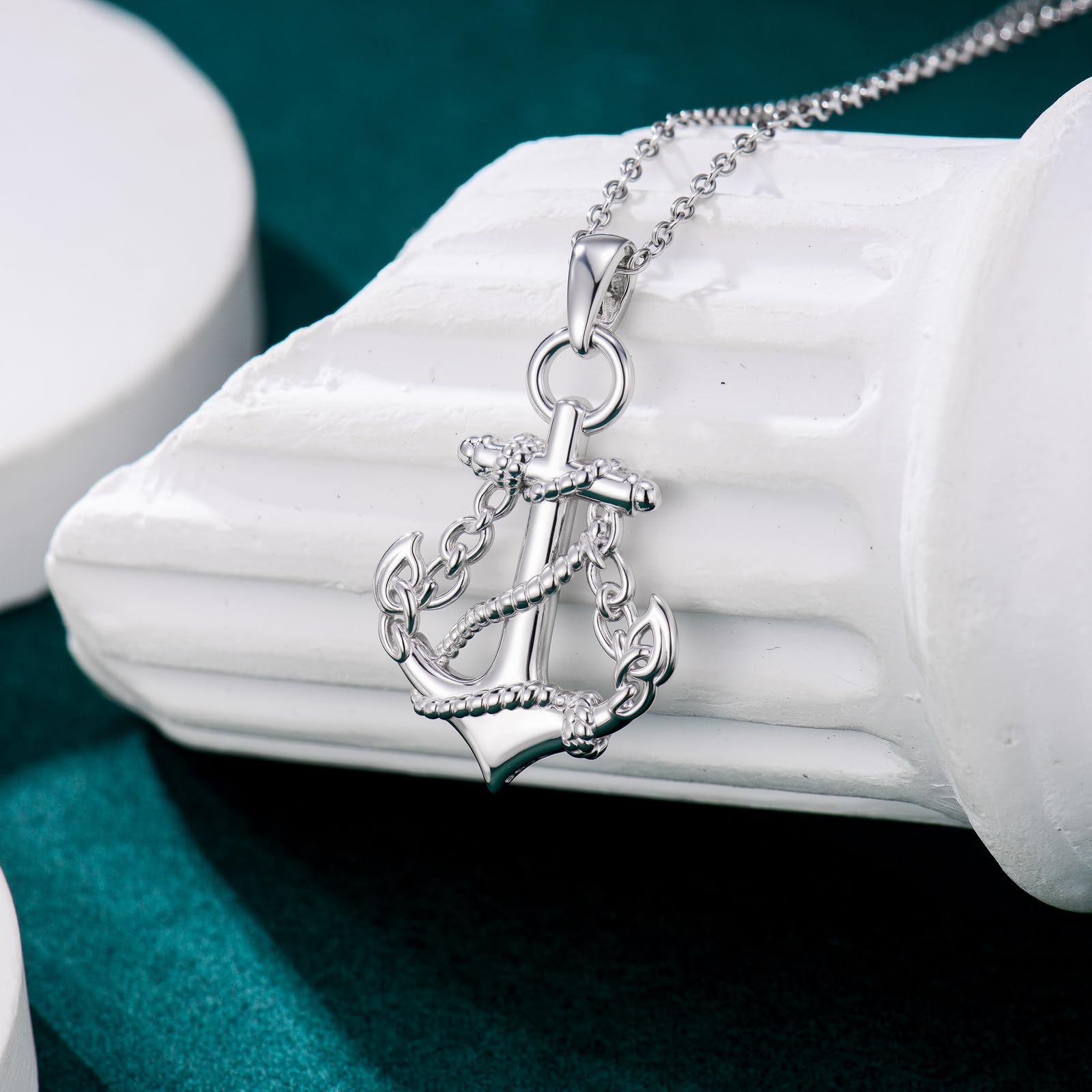 Anker Wellen kette 925er Sterlingsilber Leuchtturm Anhänger Anker Schmuck Geschenke für Männer und Frauen Abschlussgeschenke