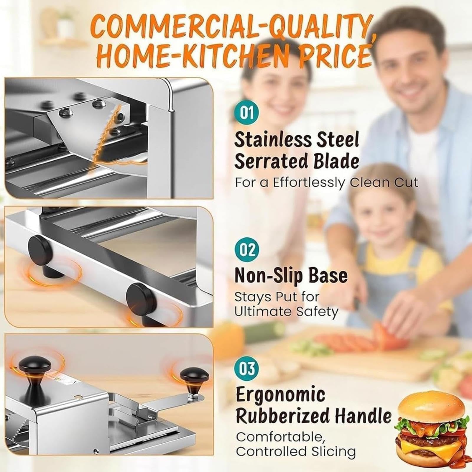 Affettatrice Manuale Commerciale Hamburger E Bagel,For Pane A Tutto Tondo