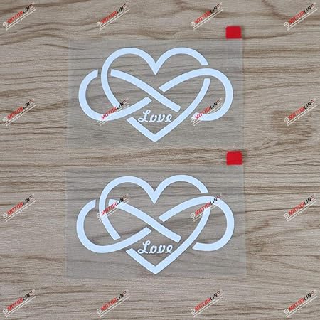 Amazon Com 2x White 4 Double Infinity Symbol Love Heart Decal Sticker Car Vinyl No Bkgrd Kitchen Dining