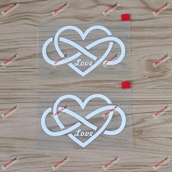 2X White 4 Double Infinity Symbol Love Heart Decal Sticker Car Vinyl no bkgrd