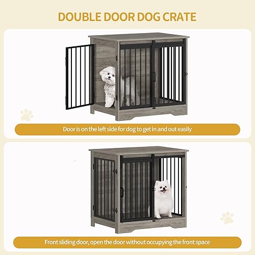 27.2" Dog Crate Furniture with Barn Door — alternate angle