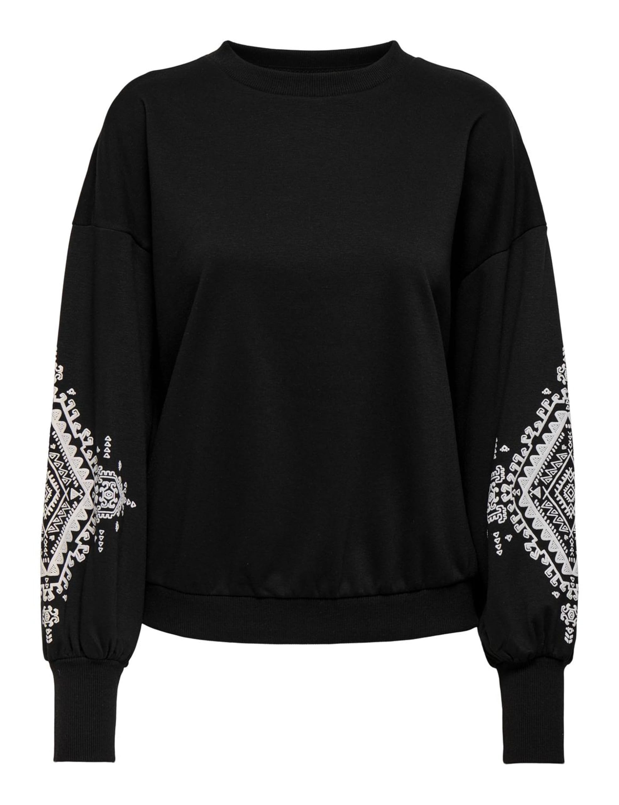Onlbrooke L/S O-Neck Flower Swt Noos, Nero, M