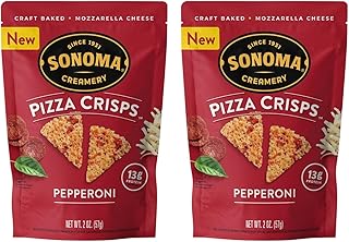Sonoma Creamery Pizza Crisps, Pepperoni, Savory Snack Cracker, High Protein, Low Carb, Gluten Free, Wheat Free, Keto Friendly, 2 Oz (Pack of 2)