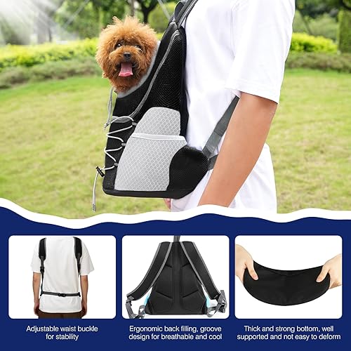 Miniatura 5 de Pawaboo Mochila transportadora para perros y mascotas, mochila de transporte frontal para perros pequeños, medianos y gatos, mochila de transporte