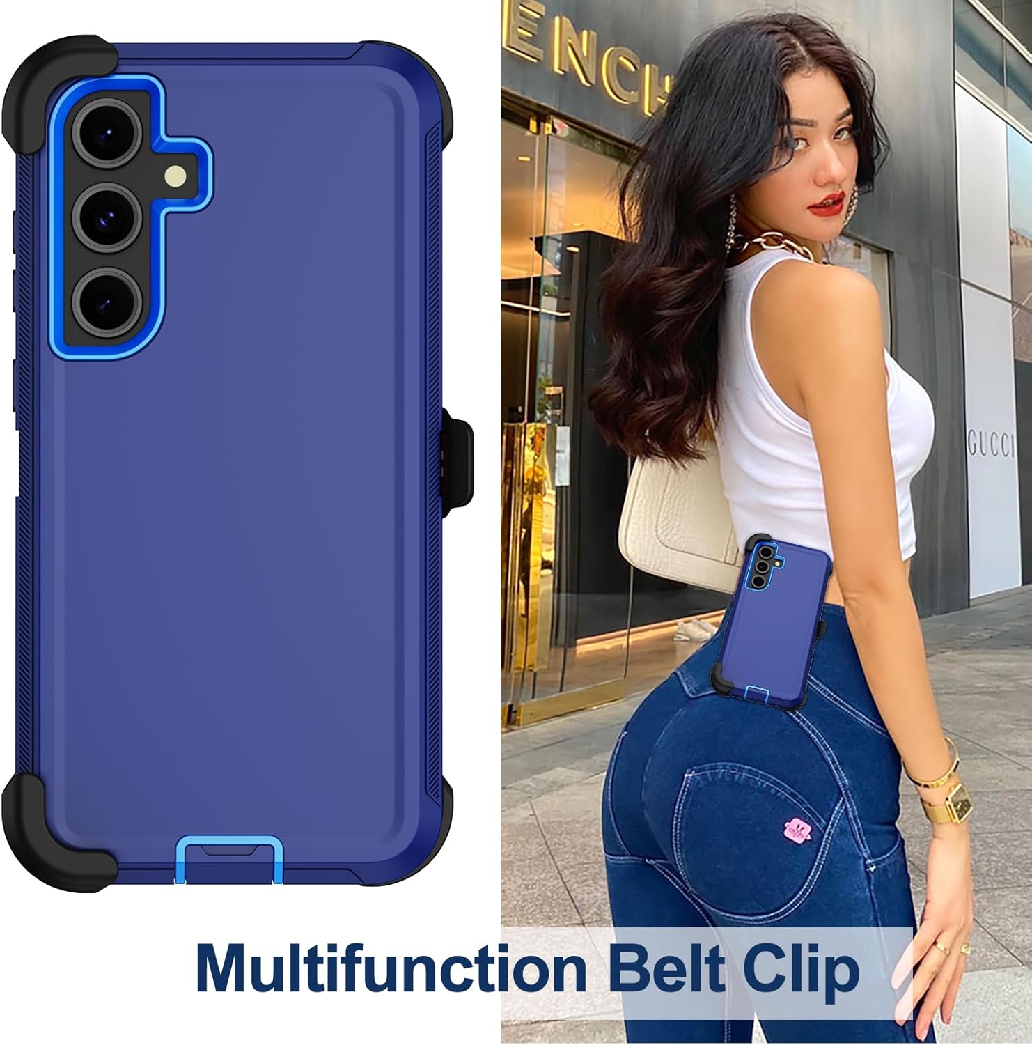 RubCase for Samsung Galaxy S24 FE Case with Belt Clip Holster, 2 x Screen Protector, Heavy Duty Military Grade Full Body Shockproof Rugged Protective Cover for Samsung Galaxy S24 FE Blue - Image 6