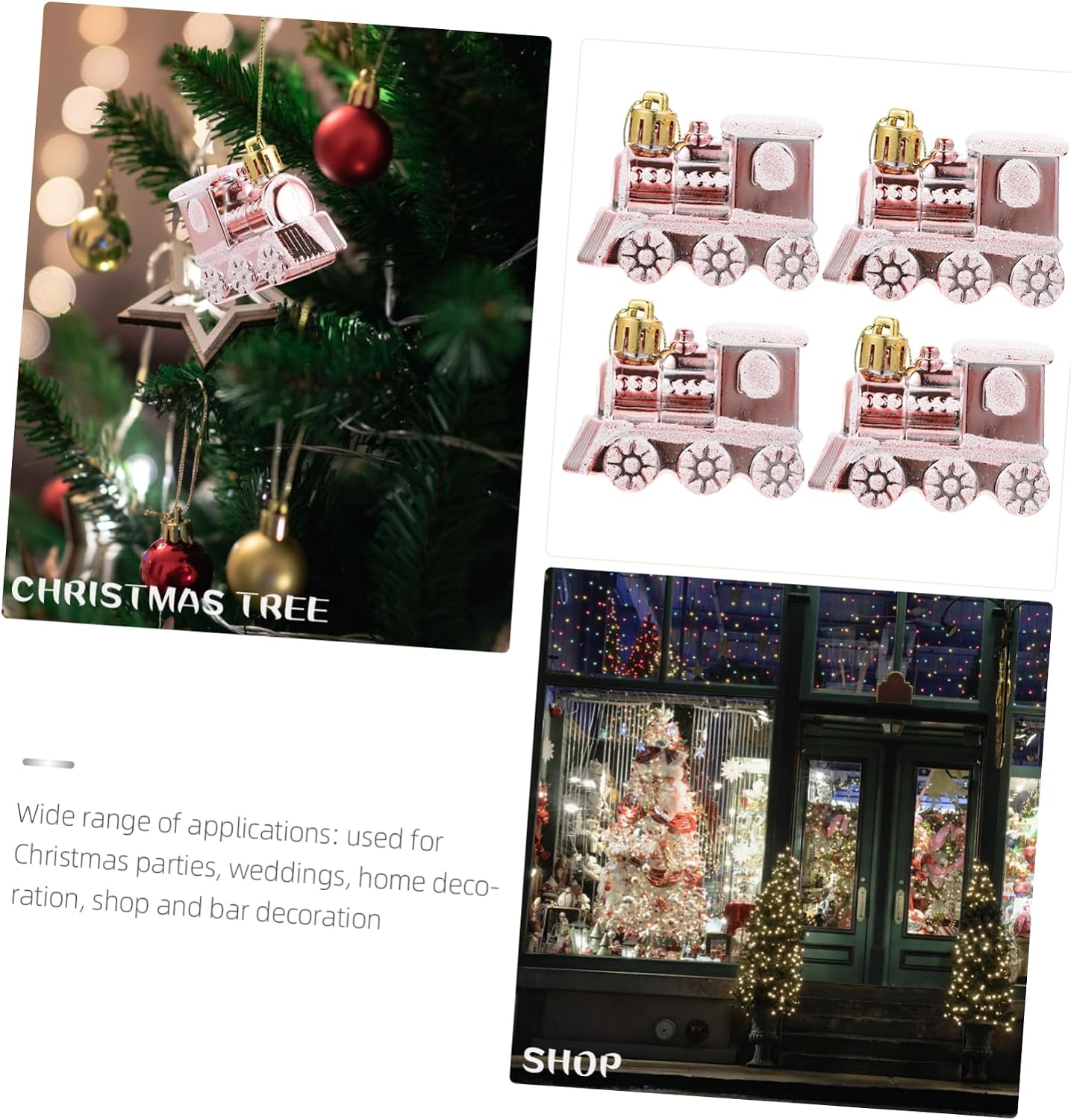 4pcs Christmas Tree Hanging Train Ornaments Cute Xmas Plastic
