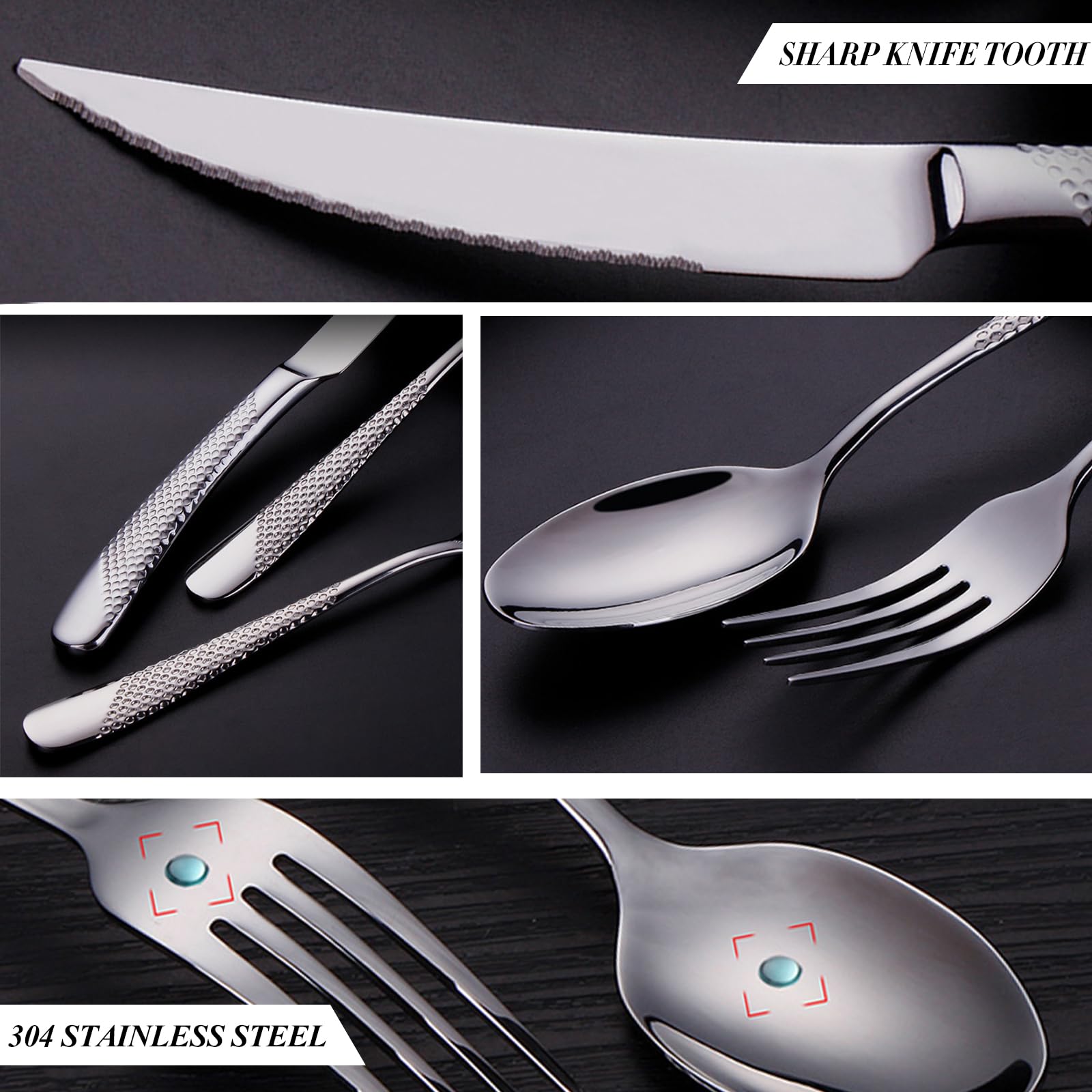 Besteckset Besteck Set, Hochglanzpoliertes Aus Edelstahl 18/10, Inklusive Messer, Gabel, Löffel Essgeschirr Für Zuhause, Hotel, Restaurant, Neues Haus (Silber,24pcs)