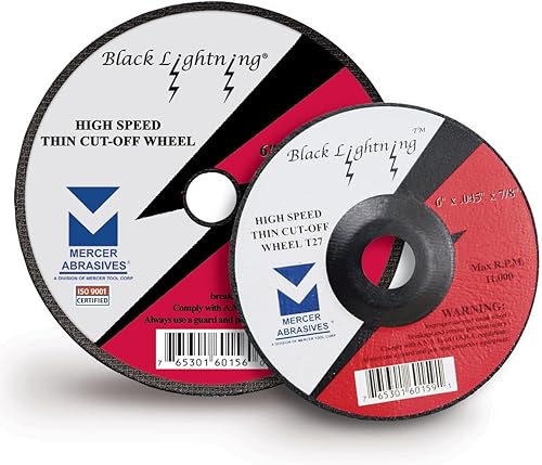 Mercer Abrasives 616050-25 Black Lightning - Ruedas finas de alta velocidad tipo 1 Ruedas de corte de 6 pulgadas por 0.040 pulgadas por 5/8