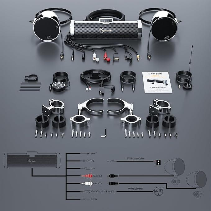 GoHawk Parlantes Bluetooth para Moto | Sistema Estéreo 8 Parlantes miniatura 7