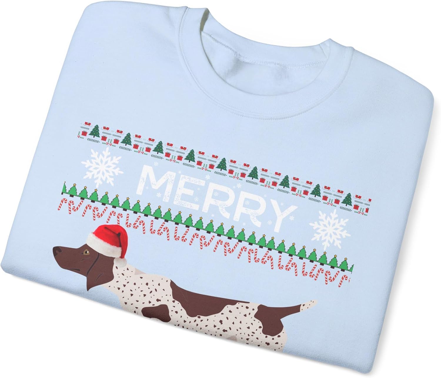 GSP Christmas Sweater German Shorthaired Pointer Gift Sweatshirt Holiday Present for GSP Mom Dad Unisex Long Sleeve Woofmas