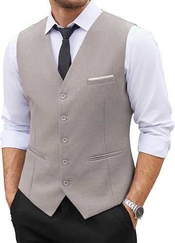 COOFANDY Men's Suit Vest Slim Fit Business Formal Waistcoat Casual Dress Vest