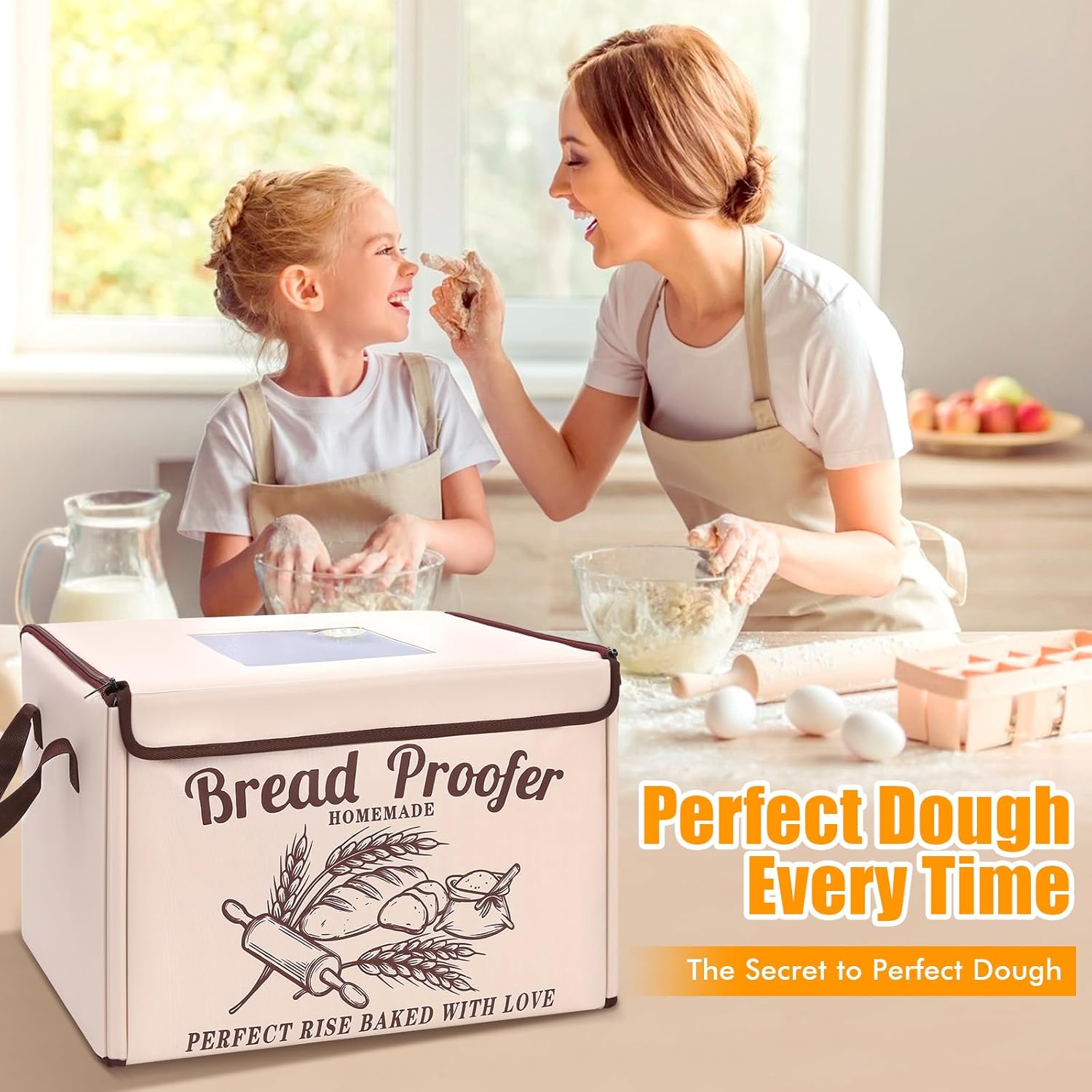 Folding Bread Proofing Box Precise Temp Control 50-113°F & 48H Timer, Dough Rising Box for Sourdough, Toast, Yogurt, Food-Safe, Ideal for Small Kitchens, Holiday & Daily Baking