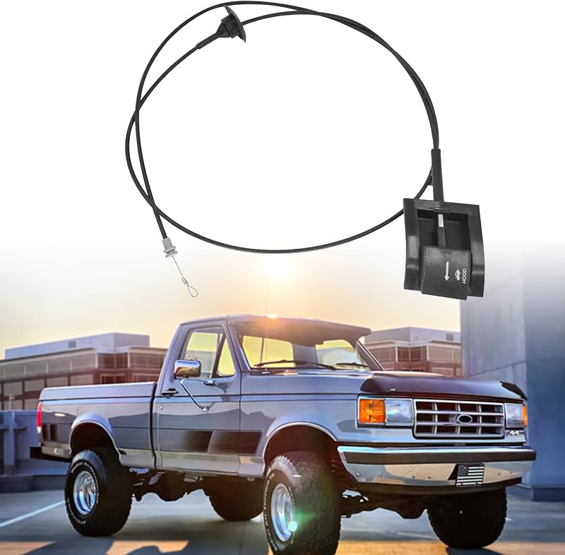 Cabo de abertura do capô UnayKolb com manopla para Ford Bronco, F-150, F-250 e F-350 1987-1991 – 1 unidade