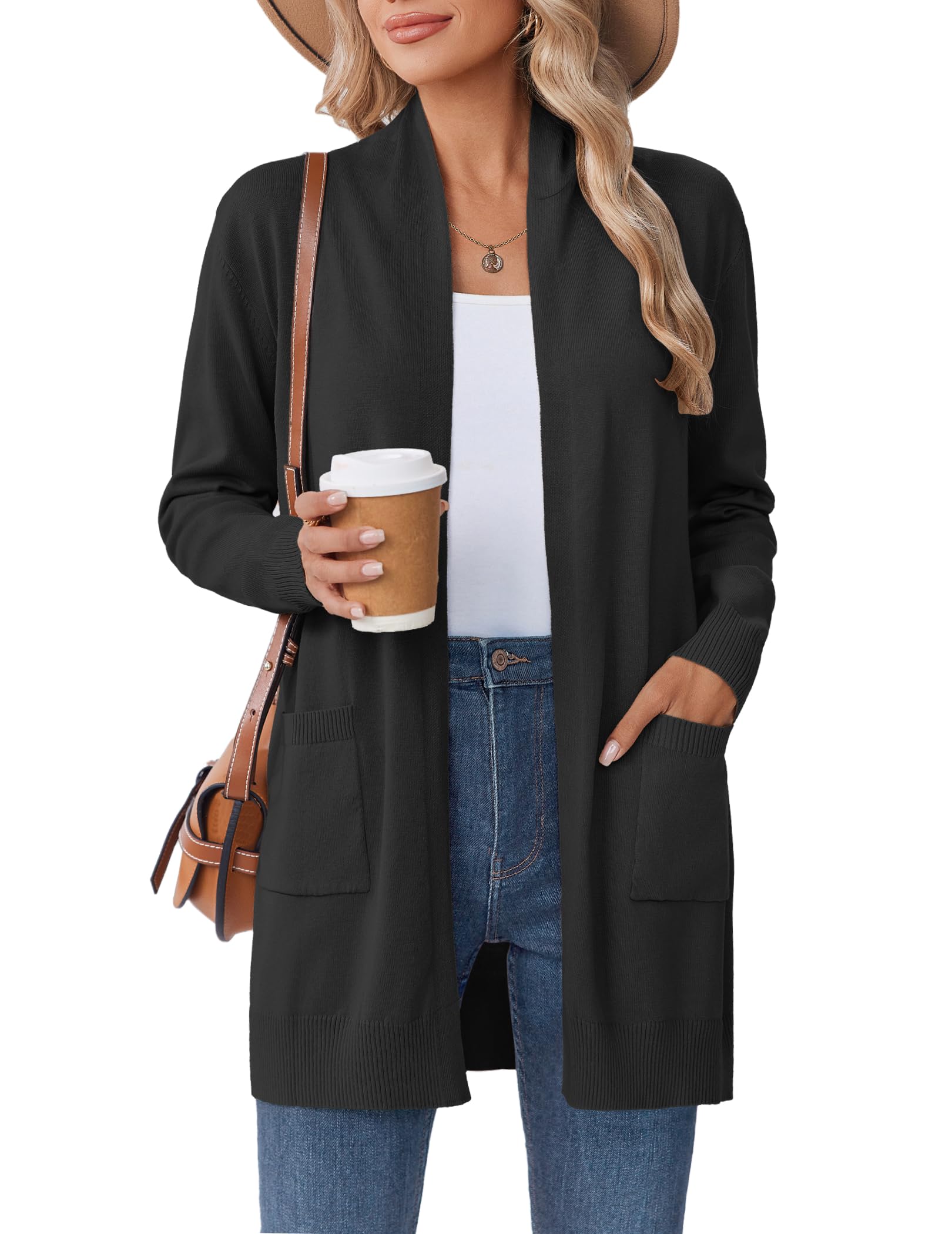Women Long Cardigan Sweaters Lightweight Open Front Duster Knit Fashion Sweater Coats Trendy Cardigans with Pocket-image-14