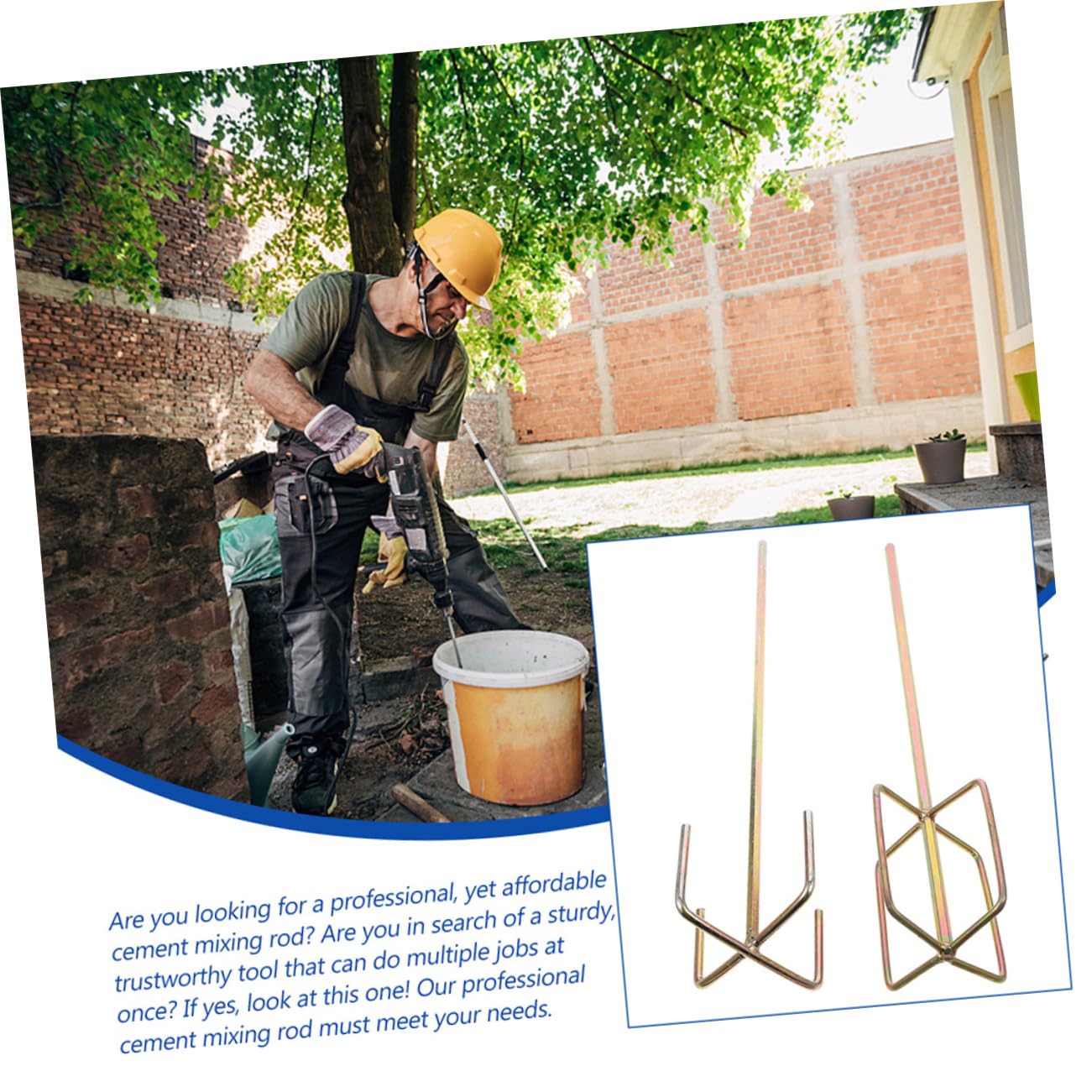 Holibanna Cement Mixer Drill Attachment 4pcs Paint Stirrer Drill Long Attachment Paddle for Electric Tools