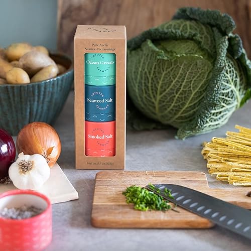 Miniatura 3 de Lofoten Seaweed - Paquete de regalo de 3 cajas de condimento de algas marinas y sal Arctic Norway y muestra vegana sin gluten