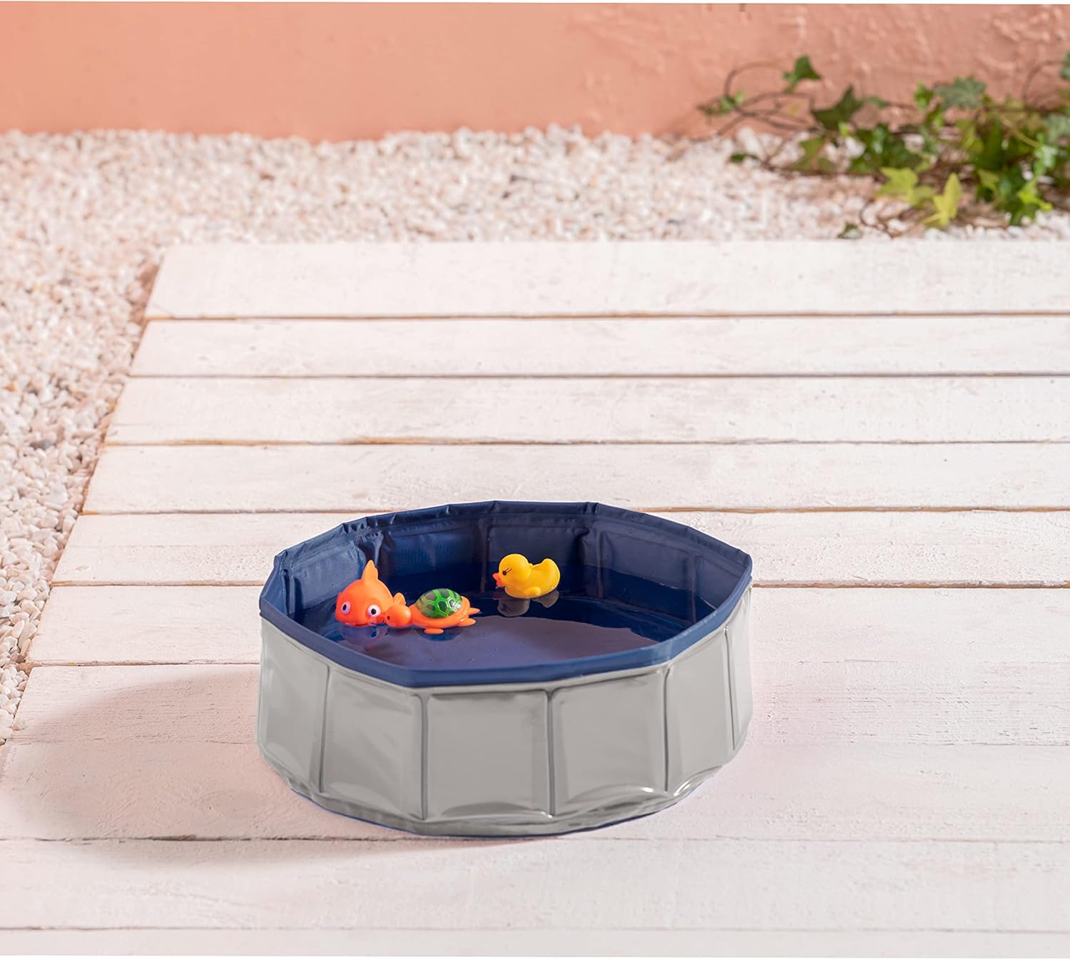Dehner Lieblinge Water Games Cat Pool, Diameter 30 cm, Height 10 cm, Plastic, Grey/Blue