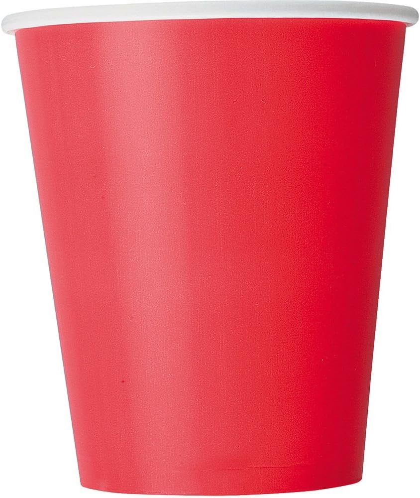 Premium Ruby Red Paper Cups - 9 oz (Pack of 14) - Elegant & Eco-Friendly Party Drinkware - Perfect for Birthdays, Showers, & Special Celebrations