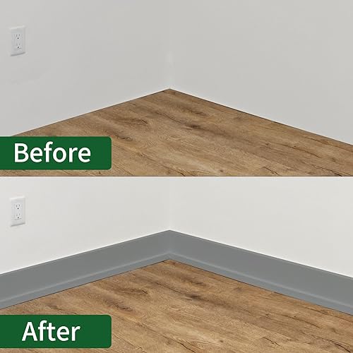 Miniatura 3 de GAMZAU Moldura flexible para zócalo, 4 pulgadas de ancho x 60 pies de largo, base de vinilo para despegar y pegar, base de pared de goma