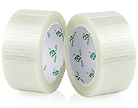 Vista 1 de BOMEI PACK 2 rollos de cinta de filamento de 2 pulgadas, cinta de embalaje reforzada con fibra de vidrio resistente, cinta filanente bidireccional