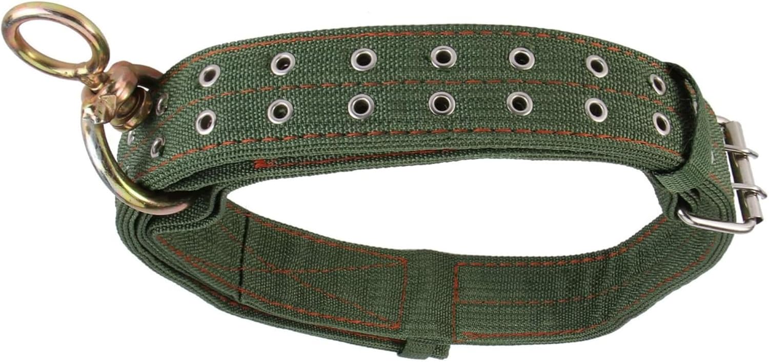 59 Inch Adjustable 4-Layer Nylon Thickened Cow Collar with 2-Rows Metal Buckle and Traction Chain for Dogs, Cow, Sheep, Horse, Goat, Camel