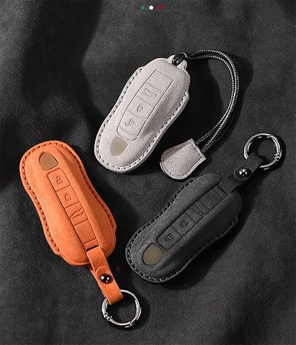 Miniatura 4 de Alcantara - Funda de piel hecha a mano para llavero compatible con Porsche Panamera Cayenne Macan 911 Taycan 918