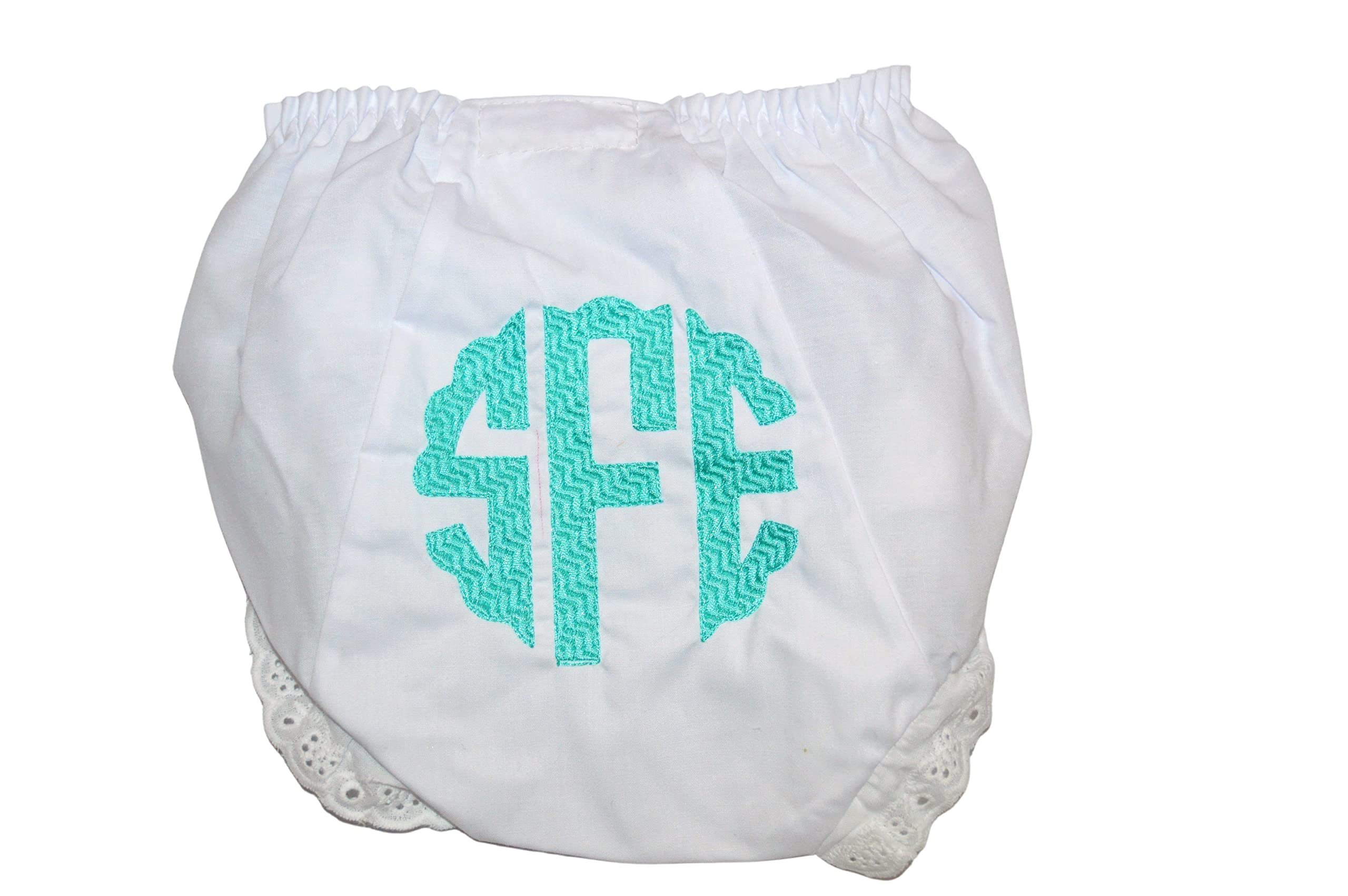 Monogram Baby Bloomers, Circle Monogram Baby Embroidered Diaper Cover, Newborn Gift, Toddler fancy panties