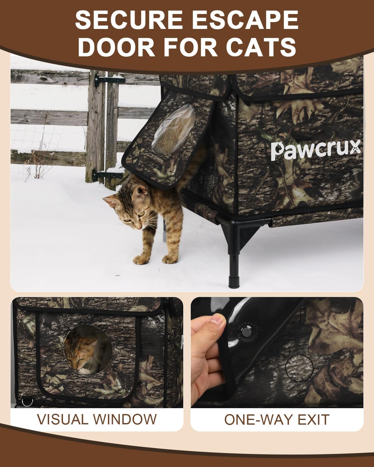 Heated Cat House for Outdoor Cats, Waterproof Insulated Outdoor Cat House with Heating Pad, Weatherproof Elevated Heated Cats House for Outside Feral Cats(Leaf, 16" L x 12" W x 18" H)