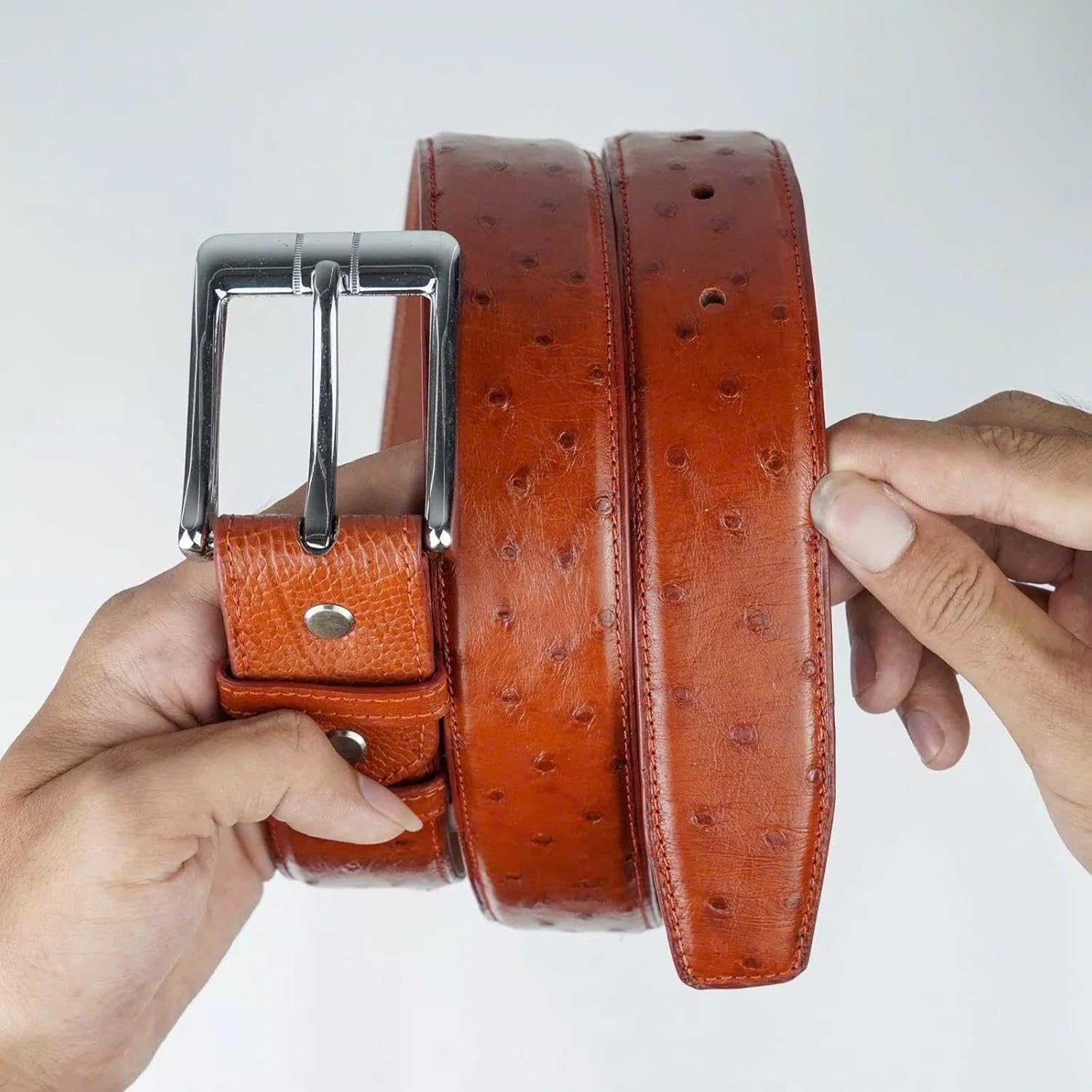 Black Genuine Ostrich leather belts buckcle for men Ostrich Leg Belt Skin buckle mens width 1.5" gift for him