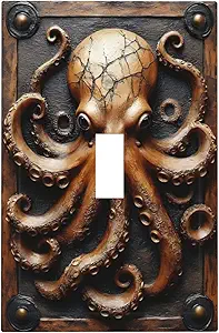Decorative Light Switch Cover Plate Vintage Octopus 1 Gang Wall Plate Oversized Single Toggle Wall Cover Plate Jumbo Electrical Switchplate Faceplate