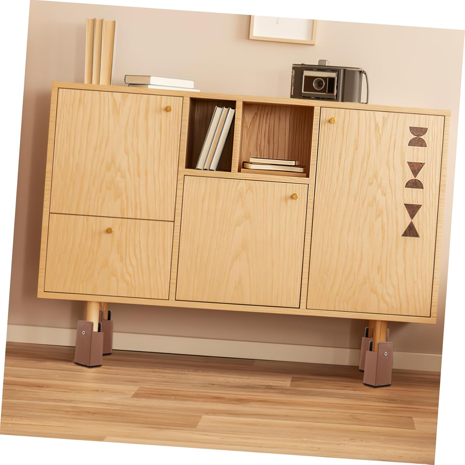 ABOOFAN 4pcs Adjustable Furniture Legs Risers for Bed Couch Desk and Chair Brown Height Extenders with Great Stability and Elegant Appearance for Enhanced Functionality and Safety