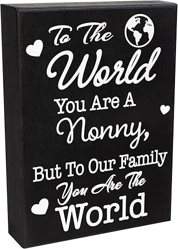 Miniatura 9 de JennyGems Nonny Gifts - Cartel de madera con texto en inglés To the World You Are a Nonny To Our Family You Are the World, regalo para Nonny,