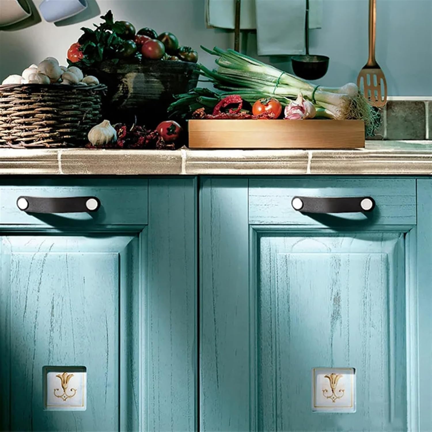 Soft Leather Cabinet Handles Minimalist Cupboard Door Knobs Dresser Drawer Pulls Furniture Handle Hardware 2Pcs(Beige 96mm)