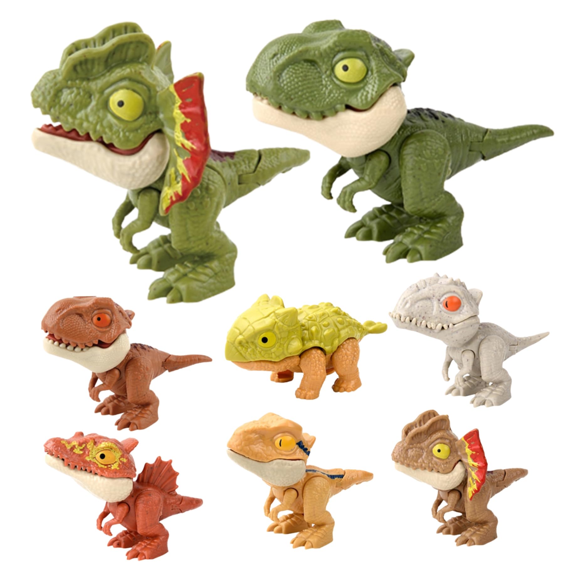 Porgeel Mini Dinosaur Figures for Kids 3+ 8PCS Dinosaur Finger Puppets Movable joint Finger Toys Educational Funny Puppet for Indoor Decor